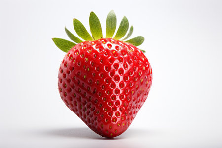 A captivating photo of luscious, ripe strawberries, showcasing their vibrant red hue and juicy appearance. This image is perfect for food-related projects, highlighting the deliciousness of these summer berriesの素材