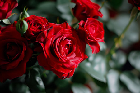 Red roses, the timeless emblem of love and romance, beautifully arranged to convey affection and passion. This image captures the essence of heartfelt emotions, making it perfect for romantic occasions, Valentine's Day, and expressions of loveの素材