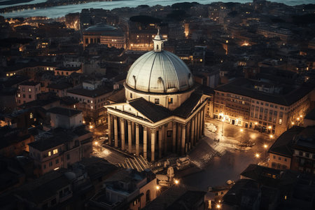 A breathtaking view of the iconic Pantheon in Rome, Italy. This ancient Roman temple, with its majestic dome and stunning architecture, stands as a testament to the grandeur of historyの素材