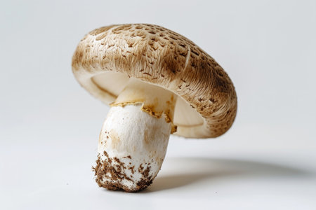 This realistic photo captures assorted mushrooms against a white, flat-colored background. The front view of the mushrooms showcases their unique textures and natural earthy tones, making this image ideal for culinary publications, health and wellness content, and gourmet cooking guidesの素材