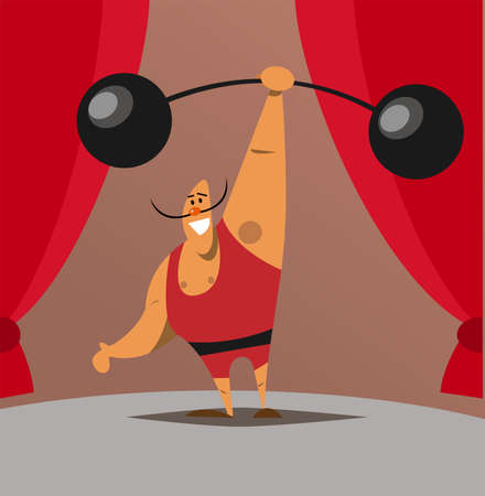 Vector illustration of retro strongman participating in circus showのイラスト素材