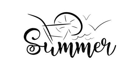 Summer vector illustration.Design logo or label.Flat style.のイラスト素材