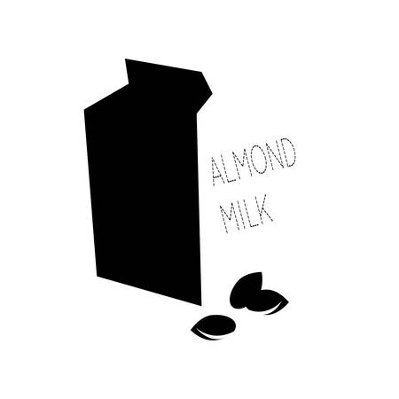Vector illustration with almond milk.Black and white.のイラスト素材