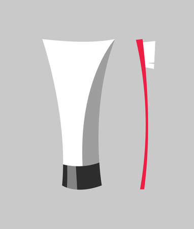 Toothpaste and toothbrush.Cartoon style.Vector illustration.