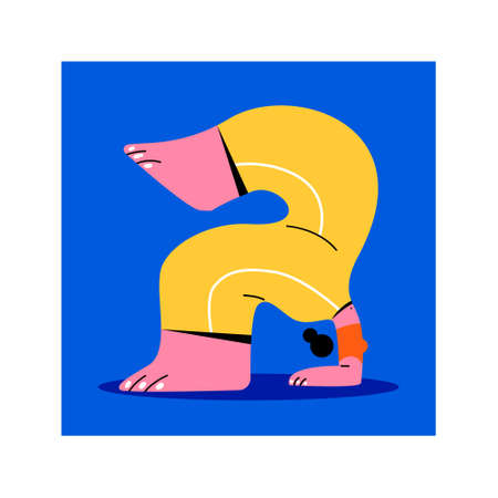 The girl is practicing yoga. Illustration in flat style.