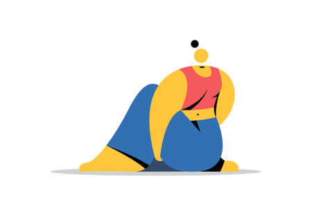 The girl is engaged in yoga. Yoga position. Flat vector illustration.のイラスト素材