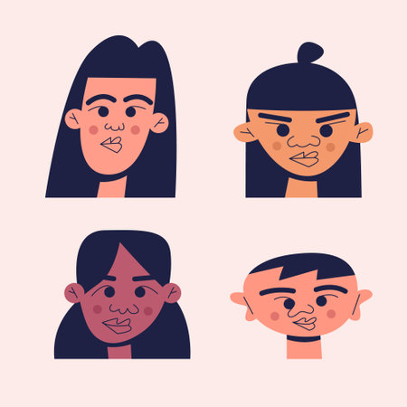 down syndrome. A set of children with Down syndrome.のイラスト素材