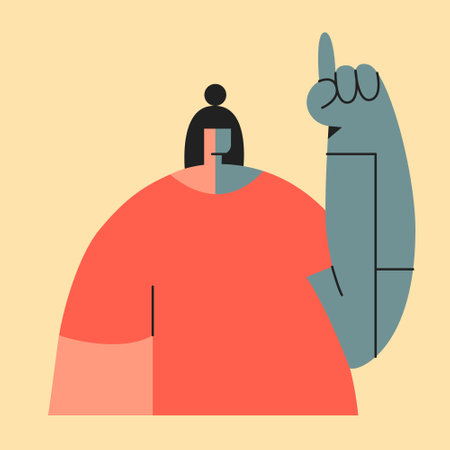 Half robot woman. Cyborg creature. AI robot. Flat vector illustration in cartoon style.