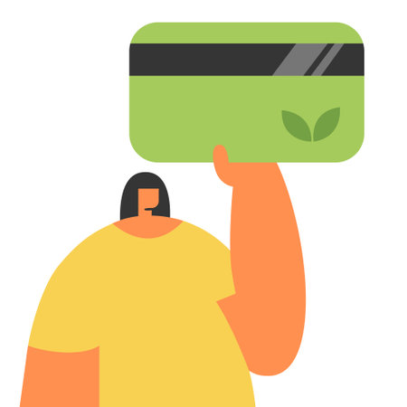 Eco Bank card in the hand of a businesswoman woman.のイラスト素材