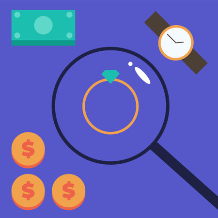 Sell and buy at Pawnshop. Flat vector illustration.のイラスト素材