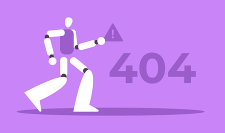 AI robot show Error 404. Flat vector illustration.