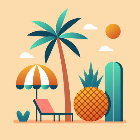 Summer 2024 backgrounds for banner, greeting card, summer beach poster and advertisement. Summer party. Summer fun concept. Flat vector illustration.のイラスト素材