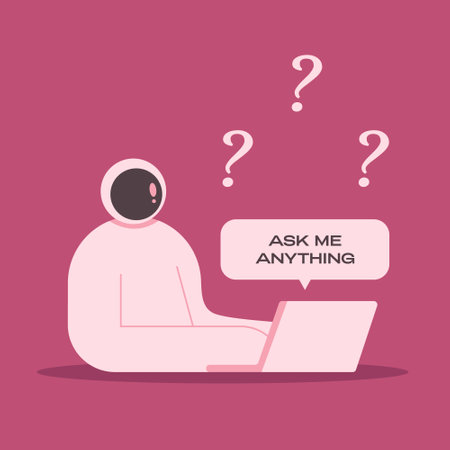 Ask me anything. User interface window with astronaut. Flat vector illustration in cartoon style.のイラスト素材