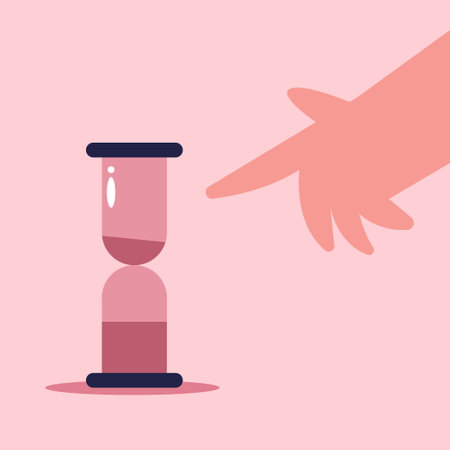 Hourglass on the floor. Time management concept, quick reaction. Flat vector illustration.