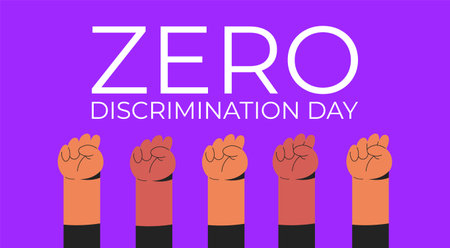 Zero Discrimination Day 1 March. Hands of diverse group of people. Flat vector illustration.のイラスト素材