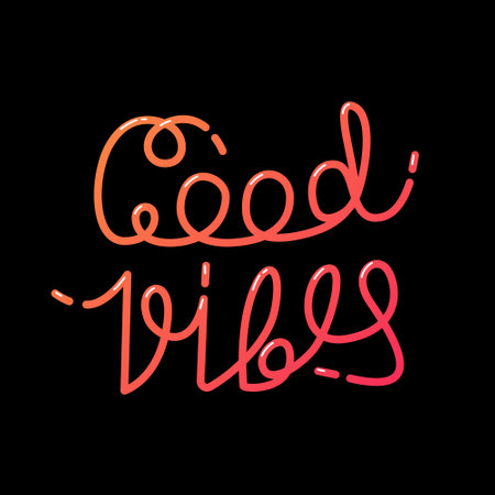 Good Vibes Only motivational typography. Hand crafted lettering for prints, posters, decor. Flat Vector Vintage gradient illustration on black background.のイラスト素材
