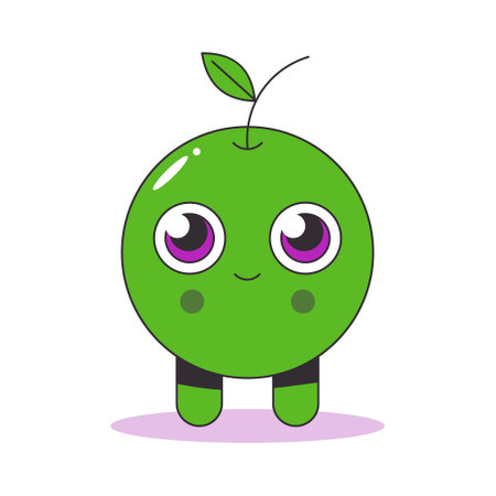 Cartoon Apple Character. App mascot. Flat vector illustration isolated on white background.のイラスト素材