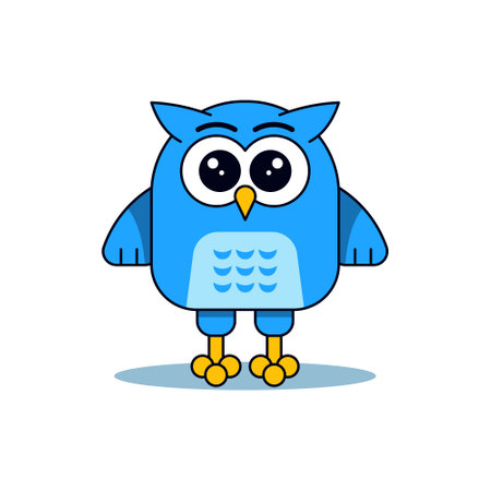 Cartoon funny Owl Character. Animation animal. Flat vector isolated on white background.のイラスト素材