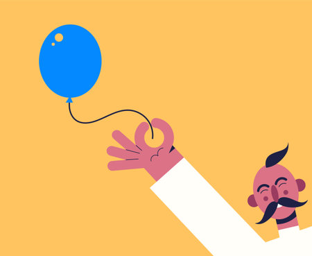 Balloon Ukrainian seller. Festive accessories in Ukraine colors. Flat vector illustration.のイラスト素材