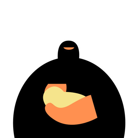 World Breastfeeding Week. Young Arabic mother breastfeeding her newborn baby. Banner about breastfeeding and motherhood. Vector illustration.のイラスト素材