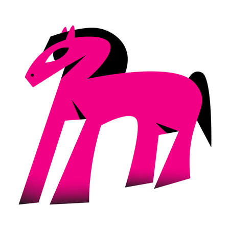 Abstract modern Pink Horse silhouette with bold shapes and clean minimal style.のイラスト素材