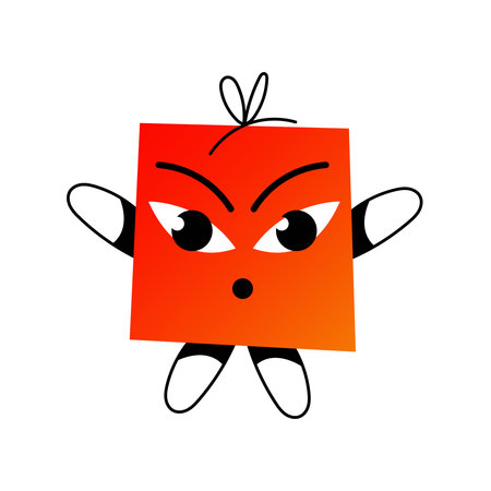 Abstract cartoon square Character Holyday Present with expressive face and bold modern style.のイラスト素材