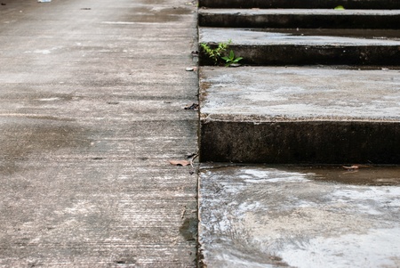 old long concrete steps under the bridge