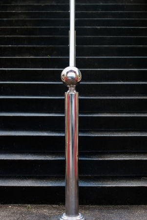 Concrete steps and stainless steel railingの写真素材