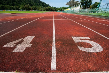 Athletics Track Lane Numbers at Stadiumのeditorial素材