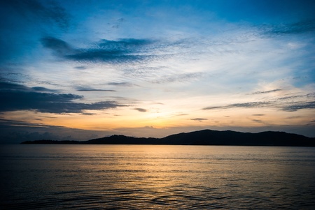 sea with the sun Twilightの写真素材