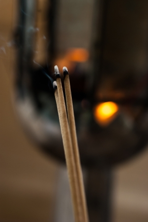 Burning incense in measured Chumphon province.の写真素材