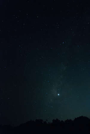 Milky way stars at nightの写真素材