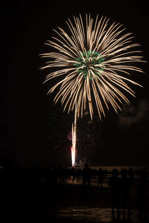 colorful fireworks at Hua Hin beachの写真素材