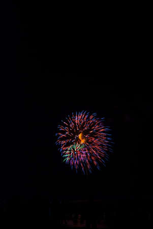 colorful fireworks at Hua Hin beachの写真素材