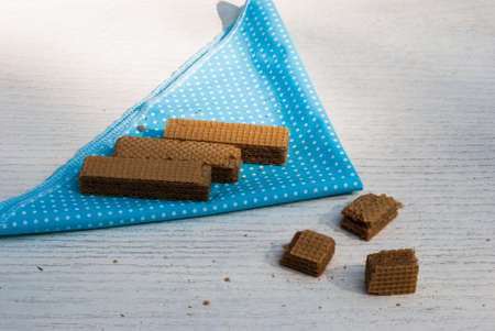 Wafers on napkin with vanilla pods