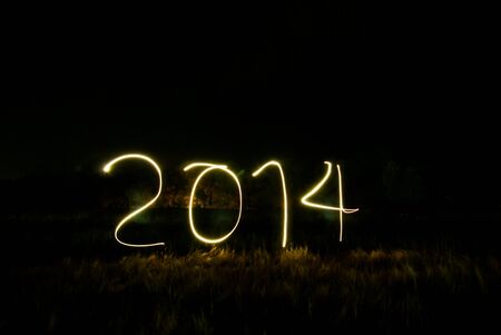 New Year 2014 made of real light at Ranong Thailandの写真素材