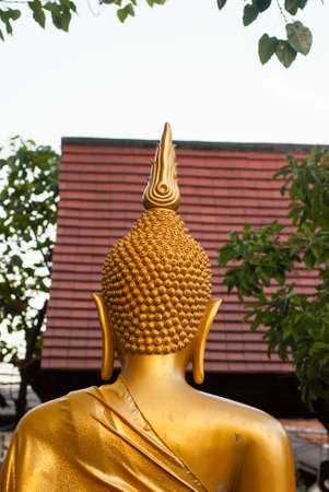 isolated shot of golden statue of Buddha statue in Chiang Maiの写真素材