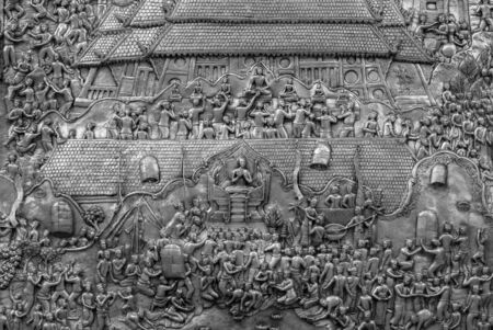Oriental silver surround pattern of metal stamping in Chiang Mai