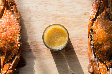 Crabs boiled and ready to eat.の写真素材