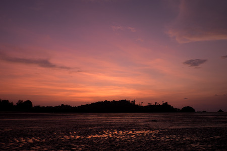 Sunset on the beach with beautiful sky,Thailnad