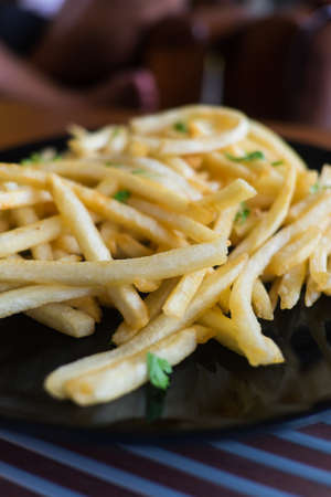 French Fries with Parsley close up