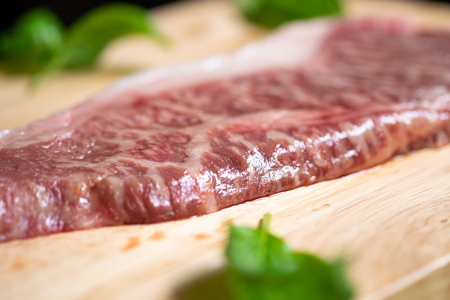 wagyu kobe beef  steak on cutting boardの写真素材