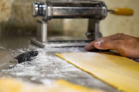 fresh pasta Homemade on kitchen table