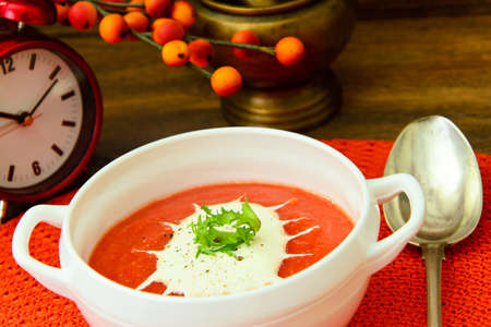 Fresh Homemade Classic Cold Gazpacho Soup. Studio Photoの写真素材
