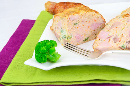 Diet and Healthy Food: Stuffed Chicken with Vegetables. Studio Photoの写真素材