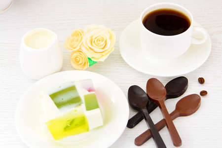 Diet Dessert: Fruit Jelly, Gelatin and Tea. Studio Photoの写真素材