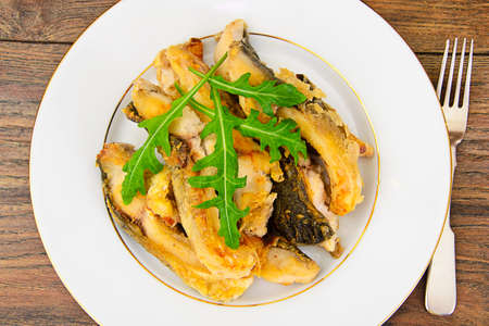 Healthy and Diet Food: Fried Fish Carp. Studio Photoの写真素材