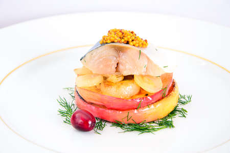 Salt Marinated Mackerel with Cranberries and Spices. Studio Photoの写真素材