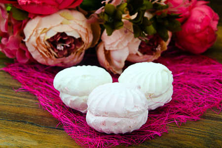 Tasty Sweet Desert. White Zefir. Studio Photoの写真素材