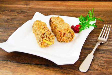 Hot Bread Rolls with Cheese for Breakfast Studio Photoの写真素材